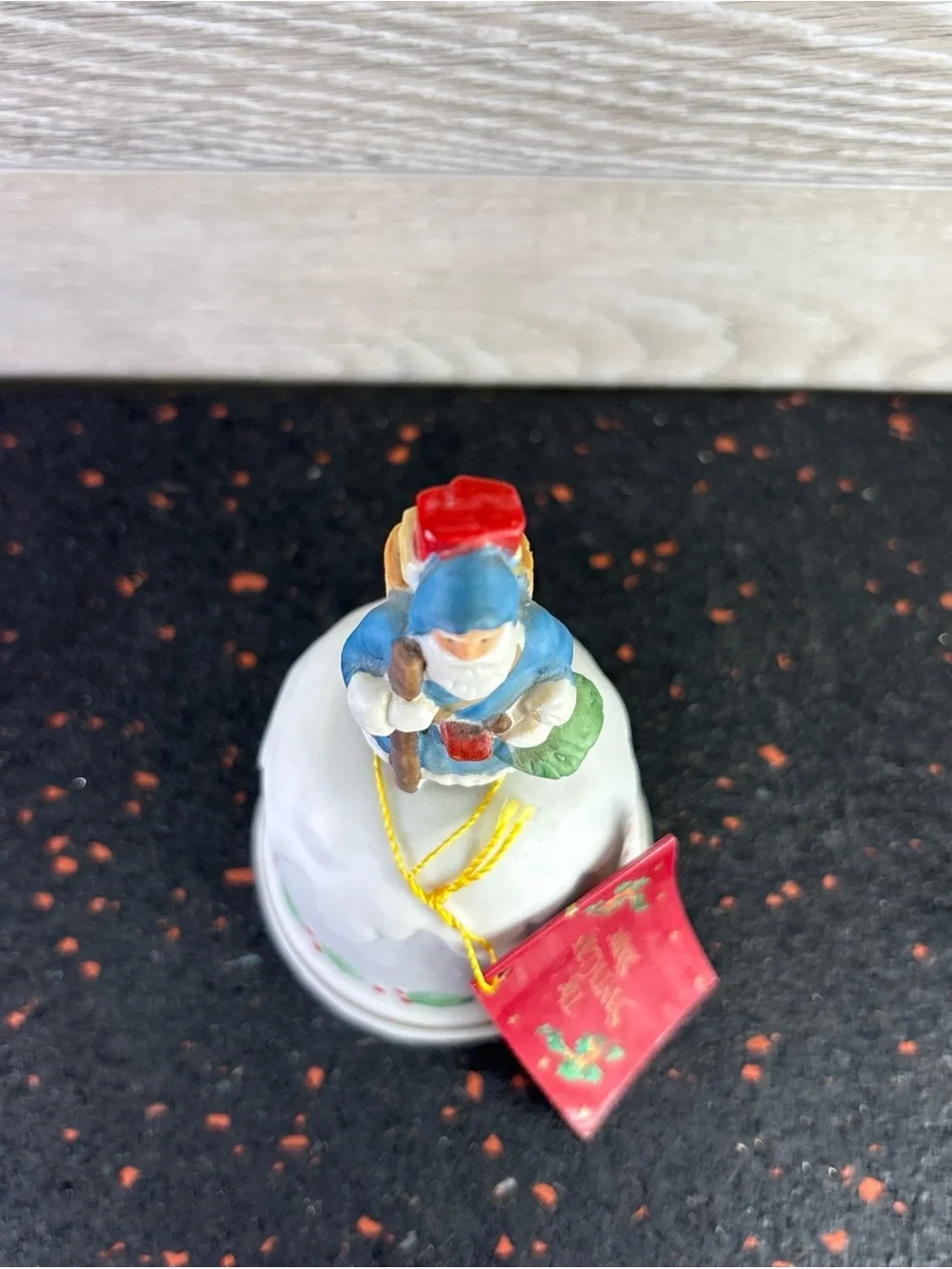 Vintage 1985 Enesco Santa Claus with Tree Porcelain Bell Made in Korea 5 1/4